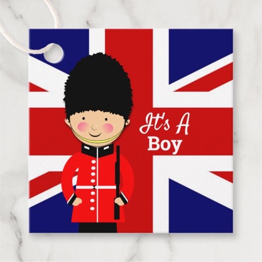Het is een Boy Union Jack Theme Baby shower Bedankjes Labels (Voorkant)