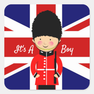 Het is een Boy Union Jack Theme Baby shower Vierkante Sticker