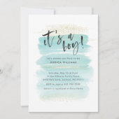 Het is een Boy Waterverf & Gold Confetti Baby show Kaart (Voorkant)