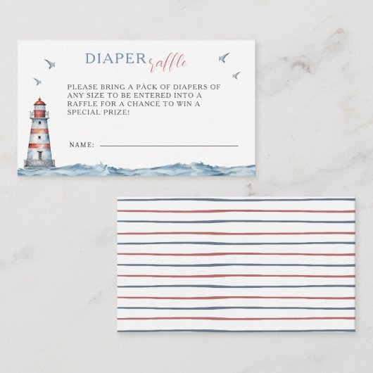 Het is een Boy Waterverf Nautical Diaper Raffle Informatiekaartje (Voorkant / Achterkant)