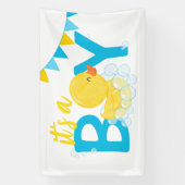 Het is een Boy Waterverf Rubber Duck Baby shower Spandoek (Verticaal)