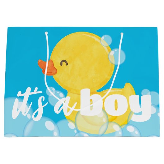 Het is een Boy Waterverf Rubber Ducky Groot Cadeauzakje (Voorkant)