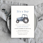 Het is een Boy Waterverf Tractor Baby shower Kaart