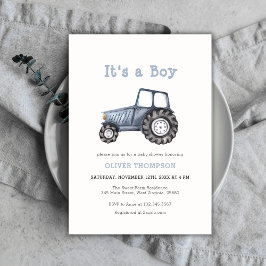 Het is een Boy Waterverf Tractor Baby shower Kaart
