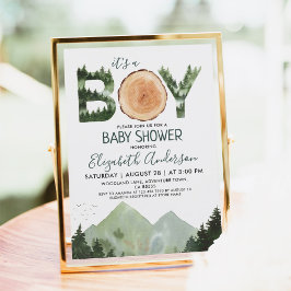 Het is een Boy Waterverf Woodland Baby shower Kaart