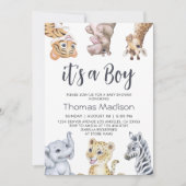 Het is een Boy Wild Safari Animals Baby shower Kaart (Voorkant)