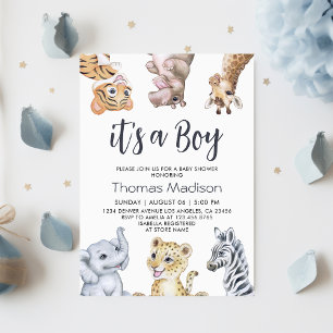 Het is een Boy Wild Safari Animals Baby shower Kaart