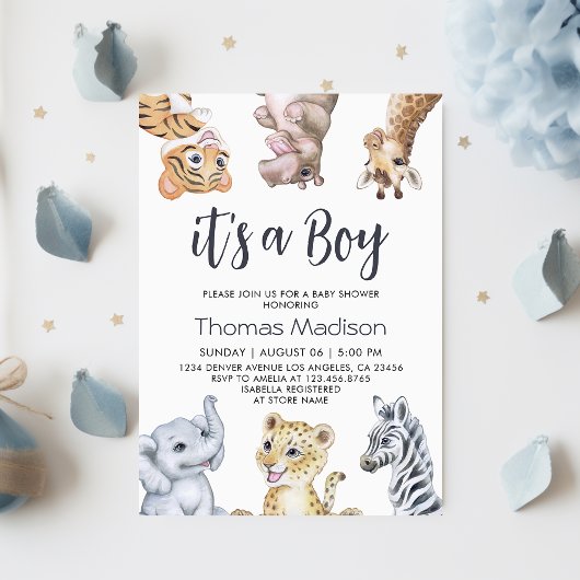 Het is een Boy Wild Safari Animals Baby shower Kaart