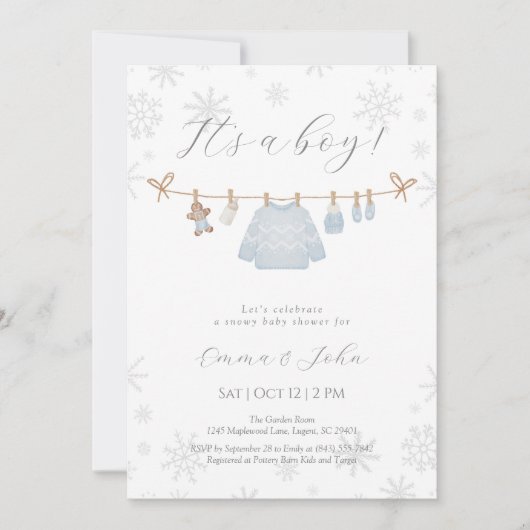 Het is een Boy Winter Baby shower Invitation Kaart (Voorkant)