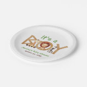 Het is een Boy Wood Baby shower Papieren Bordje (Gekanteld)