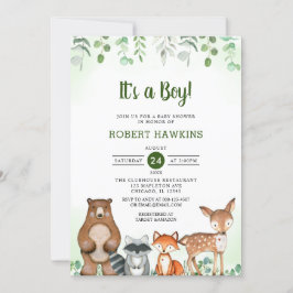 Het is een Boy Woodland Forest Animals baby shower Kaart