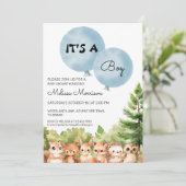 Het is een Boy Woodland Party Baby Jongensdouche Kaart (Staand voorkant)