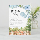 Het is een Boy Woodland Photo Boy Baby shower Kaart (Staand voorkant)