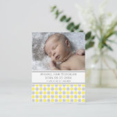 Het is een Boy Yellow Grey Stippen New Baby aankon Aankondigingskaart (Staand voorkant)