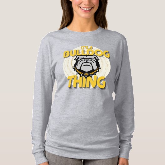 Het is een Bulldog ding lange mouw shirt-basketbal T-shirt (Voorkant)