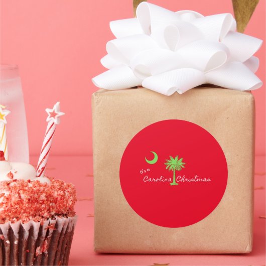 Het is een Carolina Kerstfeest South Carolina Holi Ronde Sticker (Feest)