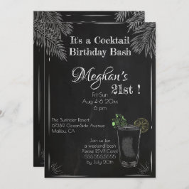 Het is een Cocktail Birthday Bash 21st Kaart