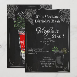 Het is een Cocktail Birthday Bash 21st Kaart