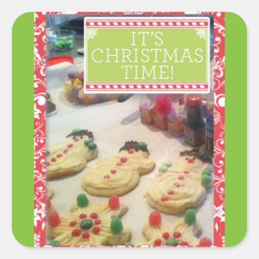 "Het is een Cookie Kerstmis"-Sticker Vierkante Sticker (Voorkant)