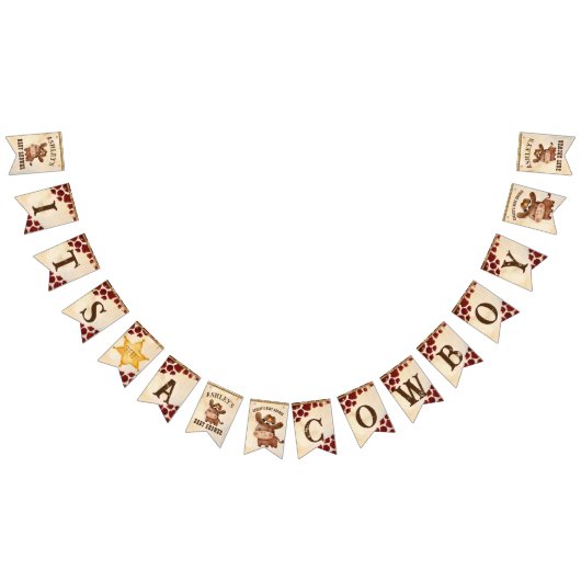 Het is een cowboy baby shower aangepaste naam vlaggetjes (Alle)