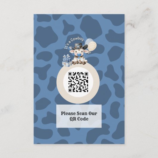 Het is een Cowboy Blue & Beige Baby shower Informatiekaartje (Voorkant)