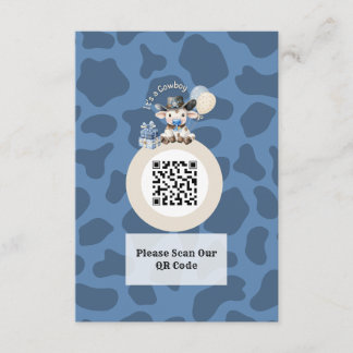 Het is een Cowboy Blue & Beige Baby shower Informatiekaartje