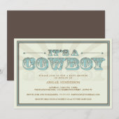 Het is een Cowboy Country Baby shower Blue Invitat Kaart (Voorkant / Achterkant)