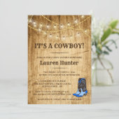 Het is een cowboy! uitnodiging voor landelijk Baby (Staand voorkant)