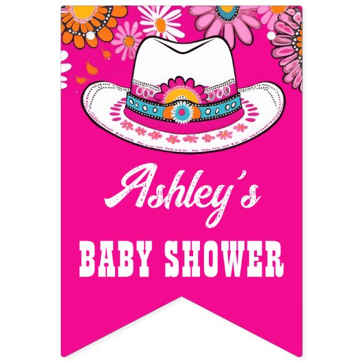 Het is een cowgirl helder roze groovy retro madeli vlaggetjes (Eerste vlag)