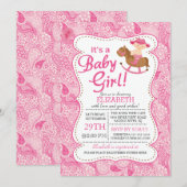 Het is een COWGIRL Meisjes Baby shower Invitation Kaart (Voorkant / Achterkant)