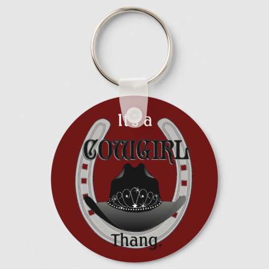 Het is een Cowgirl THANG sleutelhanger (Voorkant)