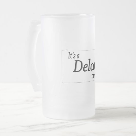 Het is een DELCO-ding! Matglas Bierpul (Voorkant links)