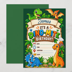 Het is een Dino-Mite verjaardagsfeest Aangepast Kaart