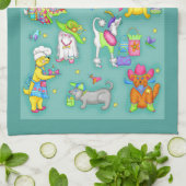 Het is een Dogs Life Whimsy Funny Dogs Blauwgroen  Theedoek (Gevouwen)
