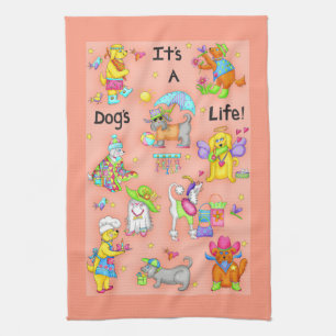 Het is een Dogs Life Whimsy Funny Dogs Coral Sinaa Theedoek