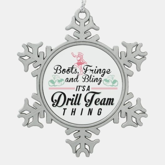 Het is een drilteam ding tin sneeuwvlok ornament (Voorkant)