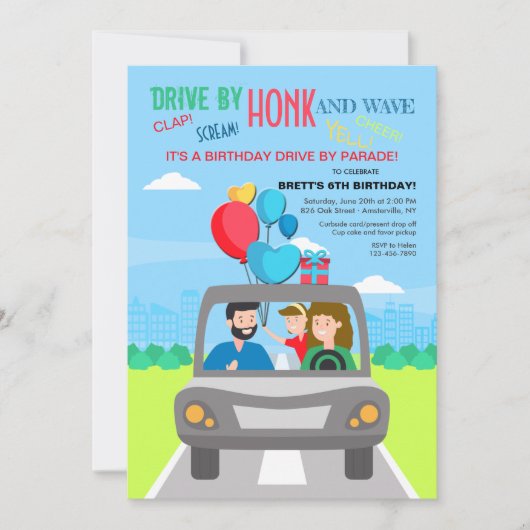 Het is een drive by Birthday Parade Invitation Kaart (Voorkant)