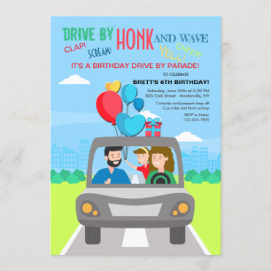 Het is een drive by Birthday Parade Invitation Kaart