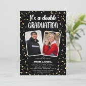 Het is een dubbel afstudeerfeest' 2 Foto Kaart (Staand voorkant)