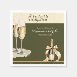 Het is een dubbel feest Groene Champagne Verjaarda Servet