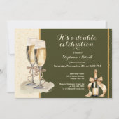 Het is een dubbel feest met gouden champagne kaart (Voorkant)