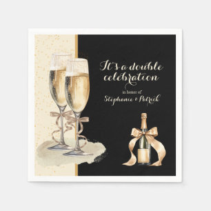 Het is een dubbel feest met gouden champagne servet