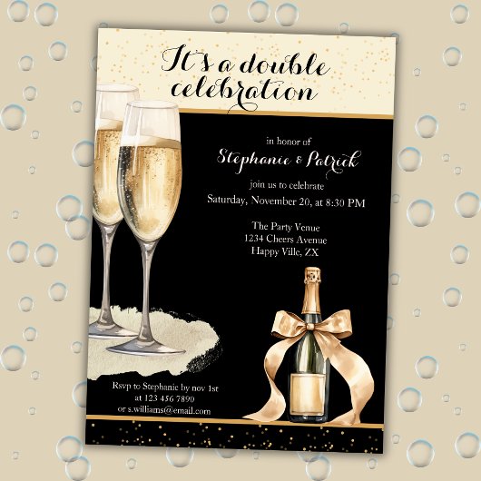 Het is een dubbele verjaardag Zwarte Champagne ver Kaart