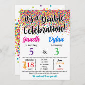 Het is een dubbele verjaardagsuitnodiging kaart (Voorkant / Achterkant)