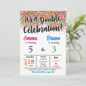 Het is een dubbele verjaardagsuitnodiging kaart (Staand voorkant)