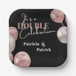 Het is een dubbele viering gezamenlijke verjaardag papieren bordje