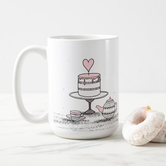 Het is een echte traktatie om je vriend Valentijns Koffiemok (Met donut)