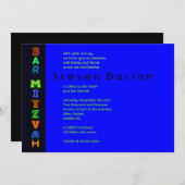 Het is een elektrische bar bat mitswa uitnodiging (Voorkant / Achterkant)