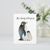 Het is een familie van pinguïns waterverf tekening briefkaart (Staand voorkant)