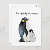 Het is een familie van pinguïns waterverf tekening briefkaart (Voorkant / Achterkant)